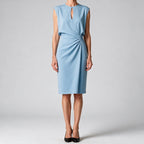 Tanya | Womens Classy Wedding Guest Midi Dress Sleeveless Cut Out Knot Front