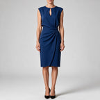 Tanya | Womens Classy Wedding Guest Midi Dress Sleeveless Cut Out Knot Front