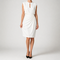 Tanya | Womens Classy Wedding Guest Midi Dress Sleeveless Cut Out Knot Front, White