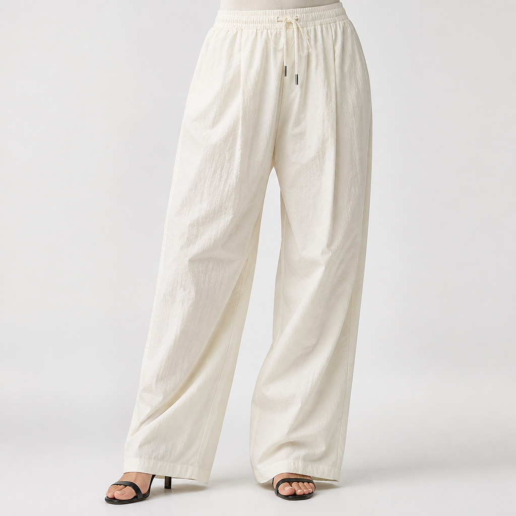 Tatum | Womens Wide Leg Straight Loose Fit Casual Pants, White