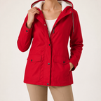 Teague | Womens Thick Fleece Hooded Longline Hoodie Sweatshirt, Red