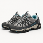 Teresa | Womens Leather Non Slip Breathable Walking Hiking Shoes, Grey