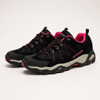 Teresa | Womens Leather Non Slip Breathable Walking Hiking Shoes, Black Plum