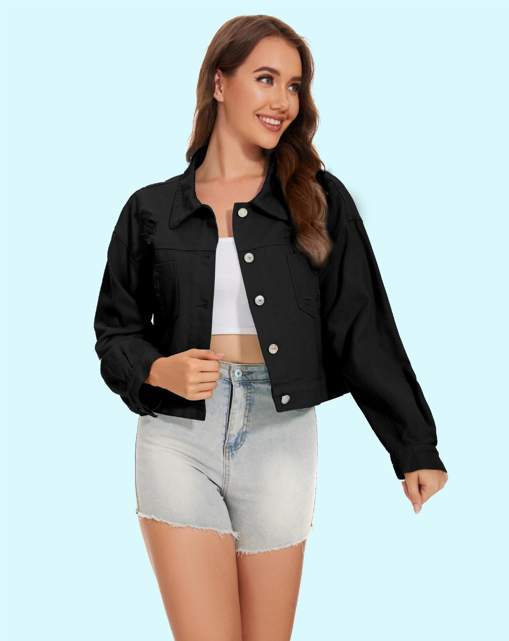 Tessa | Womens Distressed Fringe Denim Jacket