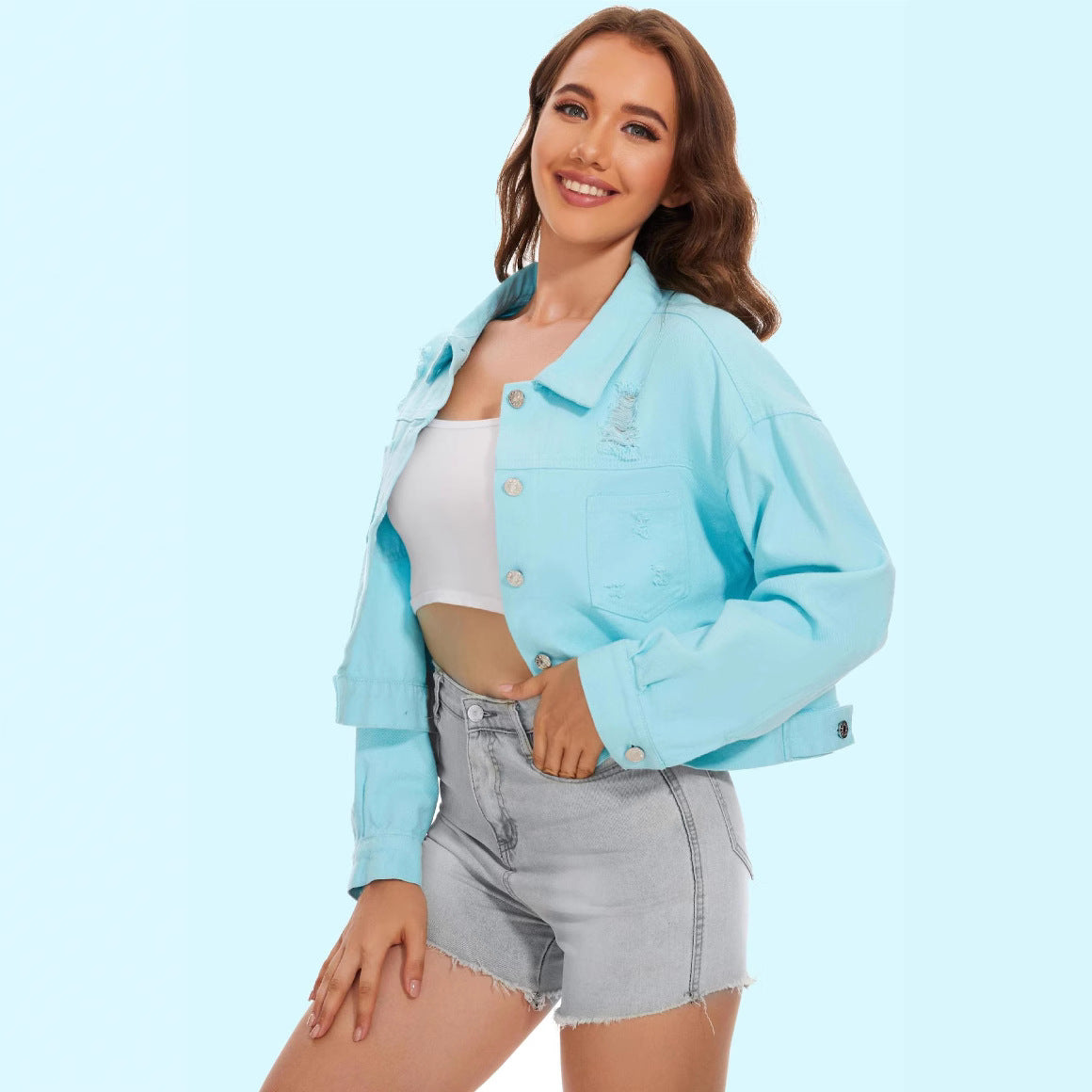 Tessa | Womens Distressed Fringe Denim Jacket