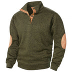 Thaddeus | Mens Knitted Cardigan Stand Collar Casual Shirt - Army Green