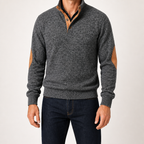 Thaddeus | Mens Knitted Cardigan Stand Collar Casual Shirt, Black Grey