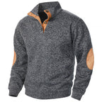 Thaddeus | Mens Knitted Cardigan Stand Collar Casual Shirt - Black Grey