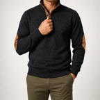Thaddeus | Mens Knitted Cardigan Stand Collar Casual Shirt, Black