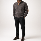 Thaddeus | Mens Knitted Cardigan Stand Collar Casual Shirt, Brown
