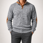 Thaddeus | Mens Knitted Cardigan Stand Collar Casual Shirt, Light Grey