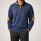 Thaddeus | Mens Knitted Cardigan Stand Collar Casual Shirt, Navy