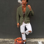 Thaddeus | Mens Knit Button Cardigan - 2