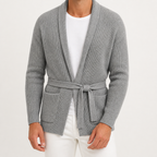 Thaddeus | Mens Knitted Button Casual Warm Jumper Cardigan, Grey