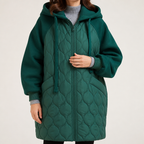 Thaddeus | Womens Puffer Jacket Hooded Down Padded Warm Winter Coat, Dark Green