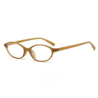 Thalia | Womens Small Oval Retro Sunglasses - Amber / Clear Lens