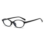 Thalia | Womens Small Oval Retro Sunglasses - Black / Clear Lens