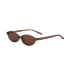 Thalia | Womens Small Oval Retro Sunglasses - Brown / Tea Lens