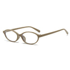 Thalia | Womens Small Oval Retro Sunglasses - Milk White / Clear Lens