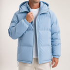 Theobald | Mens Puffer Hooded Winter Warm Loose Padded Jacket, Moonlight Blue