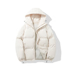 Theobald | Mens Puffer Hooded Winter Warm Loose Padded Jacket - White