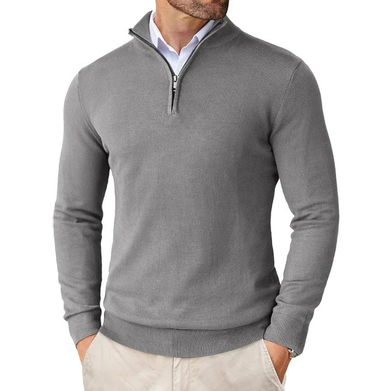 Theodore | Mens Quarter Zip Sweater Stand Collar Brushed Pullover Sweatshirt
