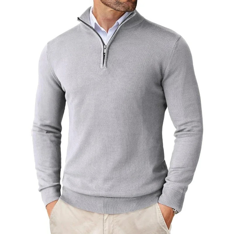 Theodore | Mens Quarter Zip Sweater Stand Collar Brushed Pullover Sweatshirt