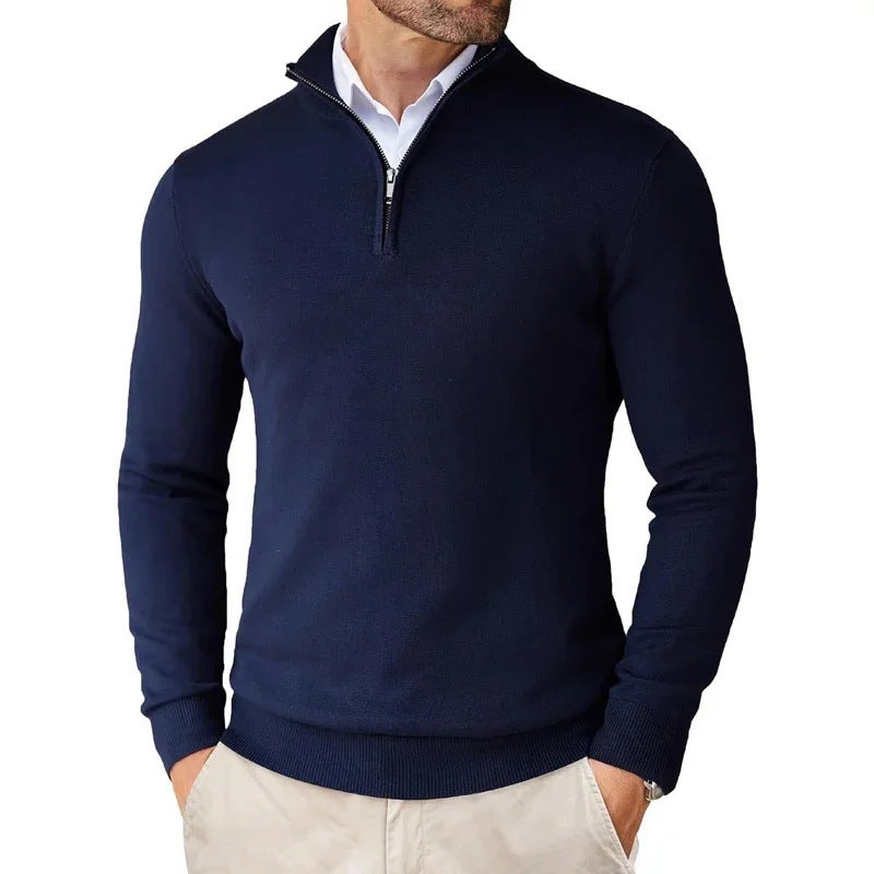 Theodore | Mens Quarter Zip Sweater Stand Collar Brushed Pullover Sweatshirt