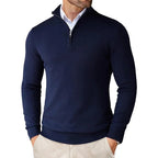 Theodore | Mens Quarter Zip Sweater Stand Collar Brushed Pullover Sweatshirt