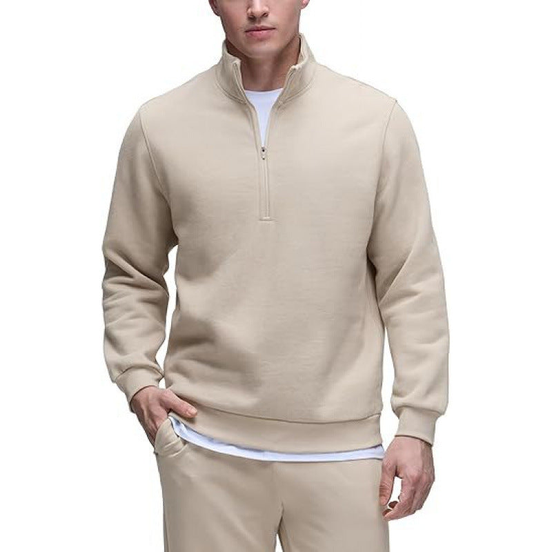 Theodore | Mens Quarter Zip Sweater Stand Collar Brushed Pullover Sweatshirt