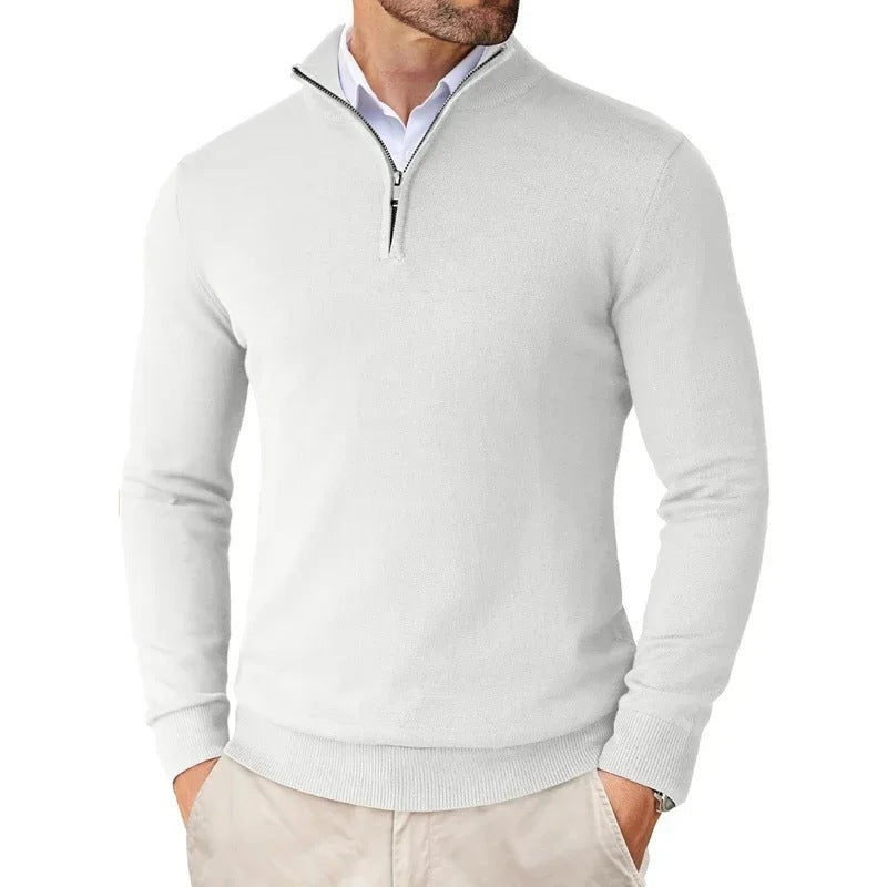 Theodore | Mens Quarter Zip Sweater Stand Collar Brushed Pullover Sweatshirt