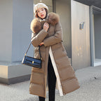 Tiana | Womens Long Winter Coat Hooded Fur Collar Padded Parka