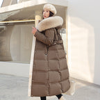 Tiana | Womens Long Winter Coat Hooded Fur Collar Padded Parka