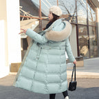 Tiana | Womens Long Winter Coat Hooded Fur Collar Padded Parka
