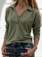 Tilly | Womens Quarter Zip Knit Sweater, Military Green