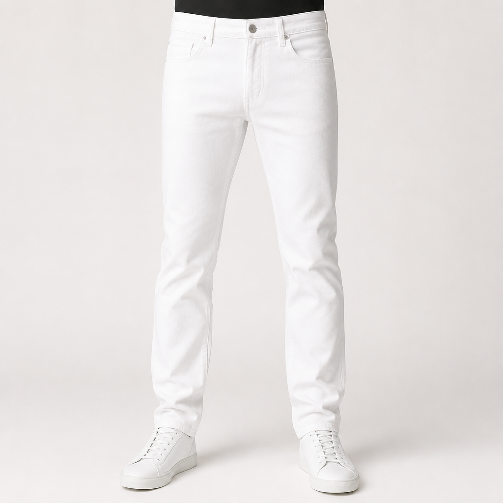 Tim | Mens Skinny Jeans Slim Fit Stretch Denim Casual Pants, White