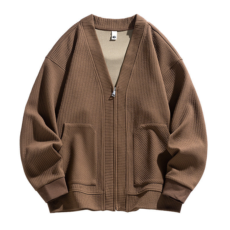 Timothy | Mens Zip Up Cardigan Sweater Solid Color Casual Knitwear
