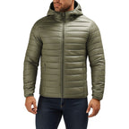 Tobias | Mens Hooded Padded Cotton Winter Light Jacket - Army Green