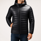 Tobias | Mens Hooded Padded Cotton Winter Light Jacket, Black