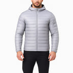 Tobias | Mens Hooded Padded Cotton Winter Light Jacket - Light Grey