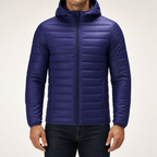 Tobias | Mens Hooded Padded Cotton Winter Light Jacket, Navy Blue