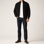 Tobias | Mens Cardigan Zip Knitted Stand Collar Casual Jacket, Black