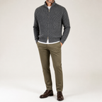 Tobias | Mens Cardigan Zip Knitted Stand Collar Casual Jacket, Heather Grey