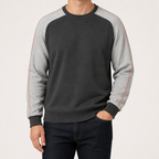 Tobias | Mens Round Neck Knitted Jumper Loose Pullover Sweater, Grey
