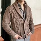 Tom | Mens Cable Knit Chunky Lapel Cardigan Sweater