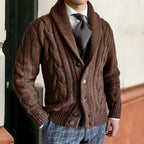 Tom | Mens Cable Knit Chunky Lapel Cardigan Sweater