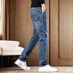 Tommy | Mens Straight Leg Loose Fit Stretch Elastic Waist Denim Jeans