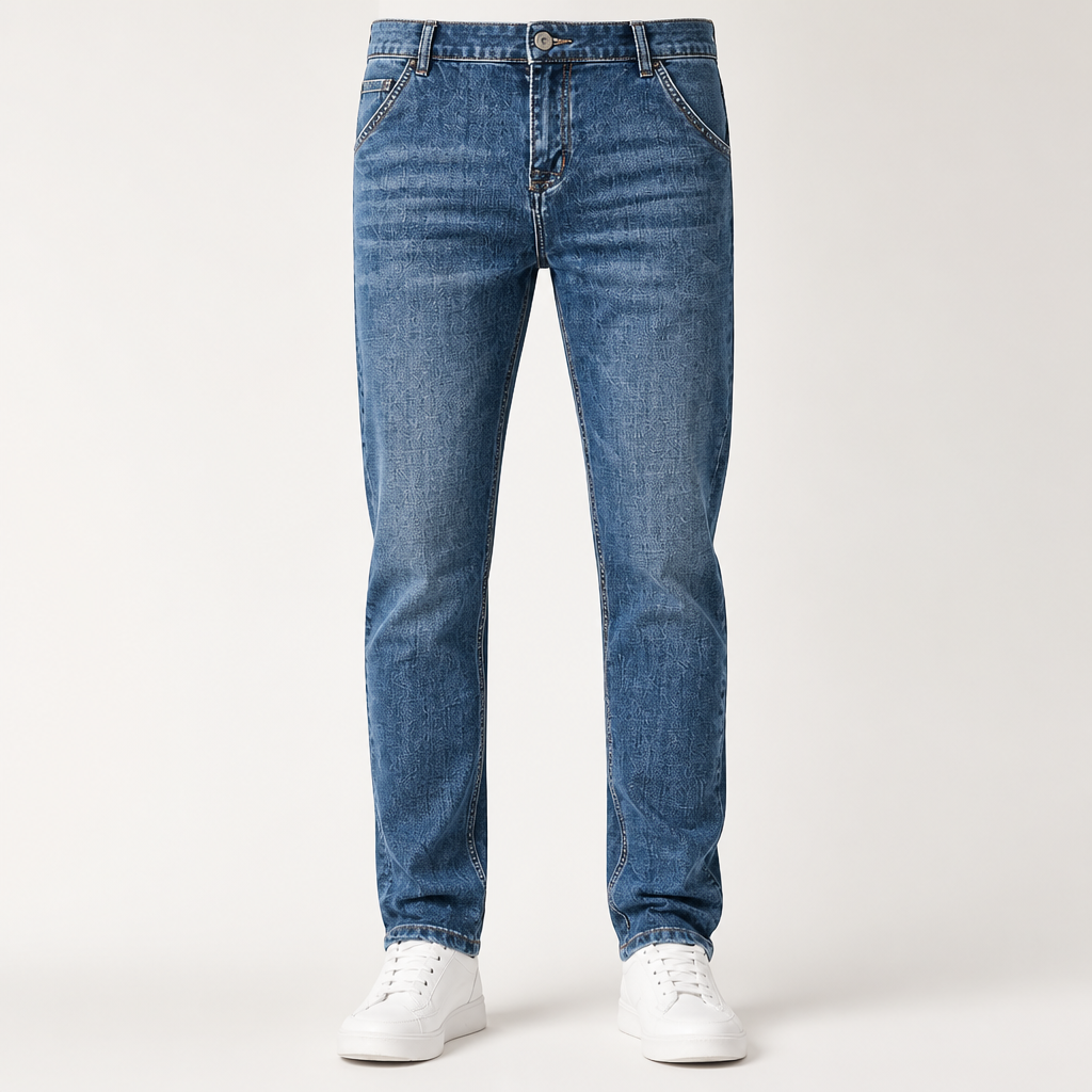 Tommy | Mens Straight Leg Loose Fit Stretch Elastic Waist Denim Jeans, Grey