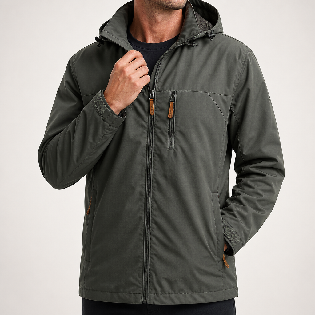 Tony | Mens Windbreaker Jacket Lightweight Sports Outdoor Rain Coat, Army Green