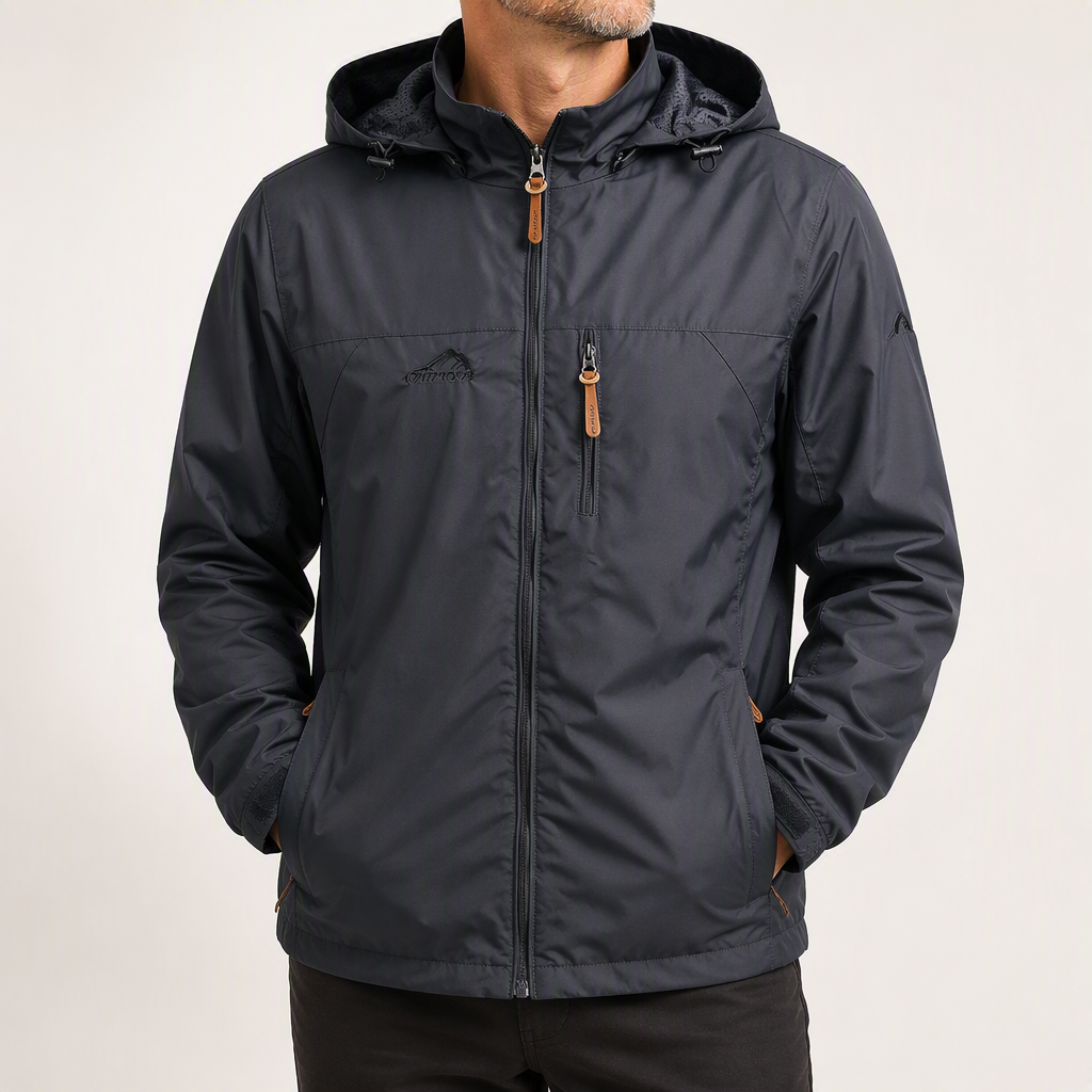Tony | Mens Windbreaker Jacket Lightweight Sports Outdoor Rain Coat, Grey